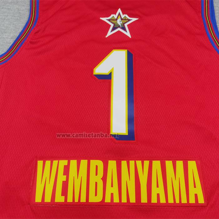 Camiseta All Star 2025 San Antonio Spurs Victor Wembanyama NO 1 Rojo